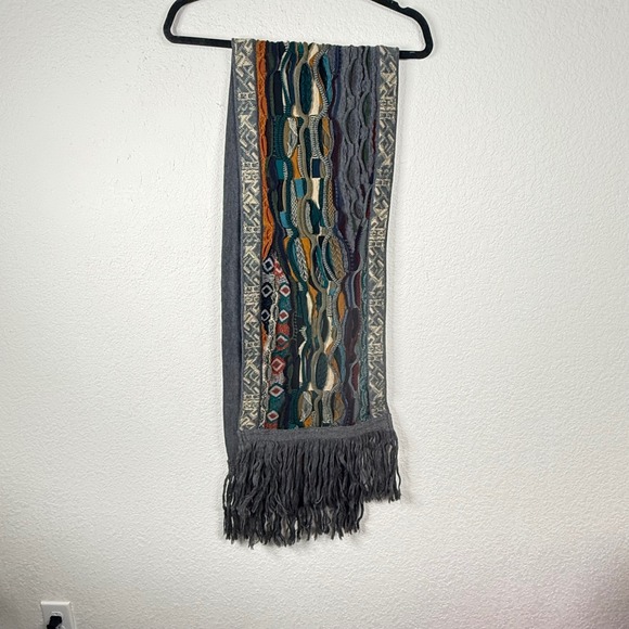 COOGI Australia Wool Scarf Multicolor Knit Fringed Textured - Picture 1 of 5